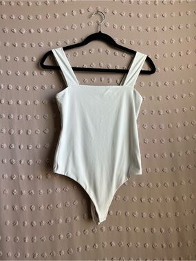 Nuuds Square Neck Tank Sleeveless‎ Bodysuit Sz S White